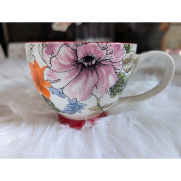 Potter's Studio Footed Coffee Mug with Beautiful Colorful Flowers New - Picture 1 of 6
